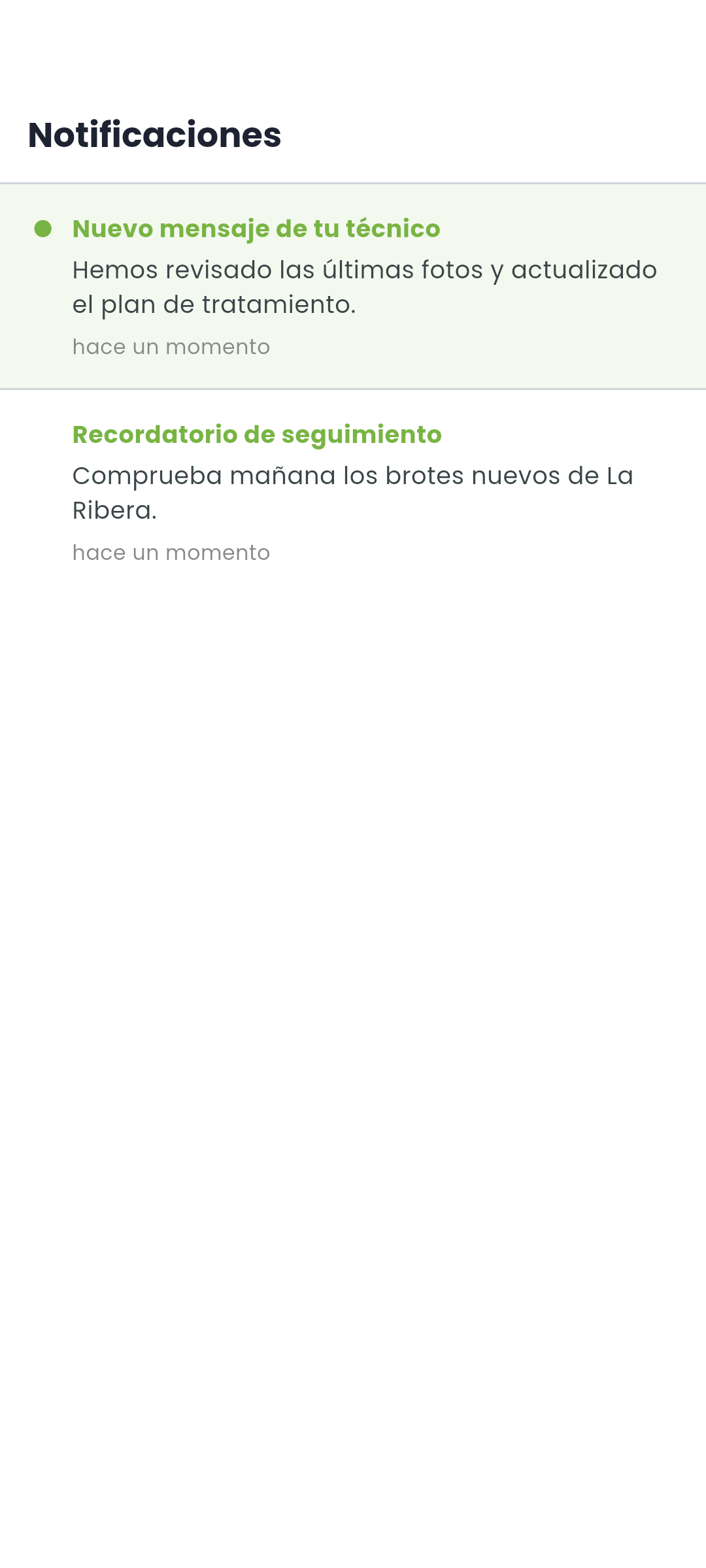 notifications in es